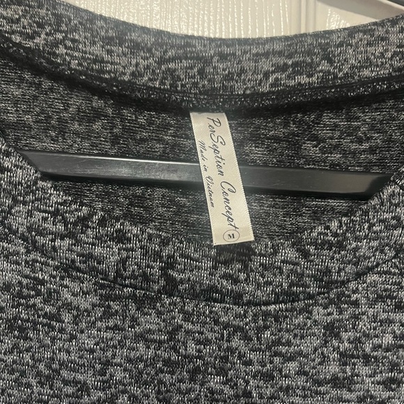 PerSeption Concept heathered gray sweater. Black embellishments at collar. EUC - Picture 5 of 9